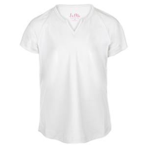 Girls` Notched Collar Tennis Top White
