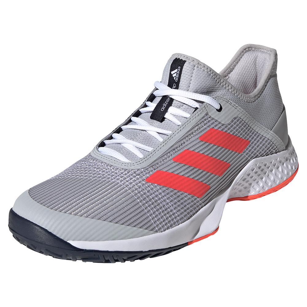 adidas Men`s Adizero Club 2 Tennis Shoes Gray Two and Solar Red | Tennis  Express