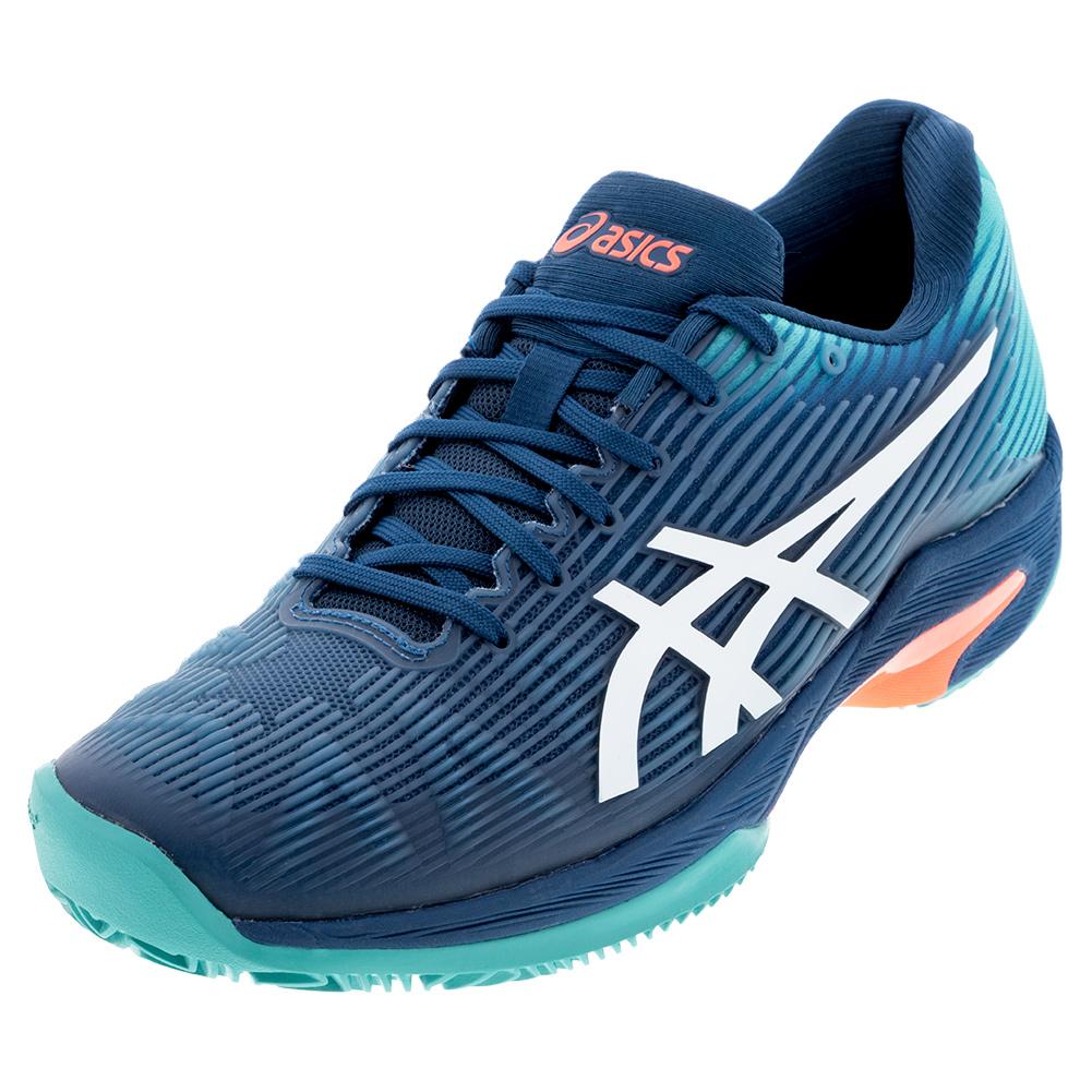 ASICS Men`s Solution Speed FF Clay Tennis Shoes Mako Blue and White |  Tennis Express | 1041A004-407