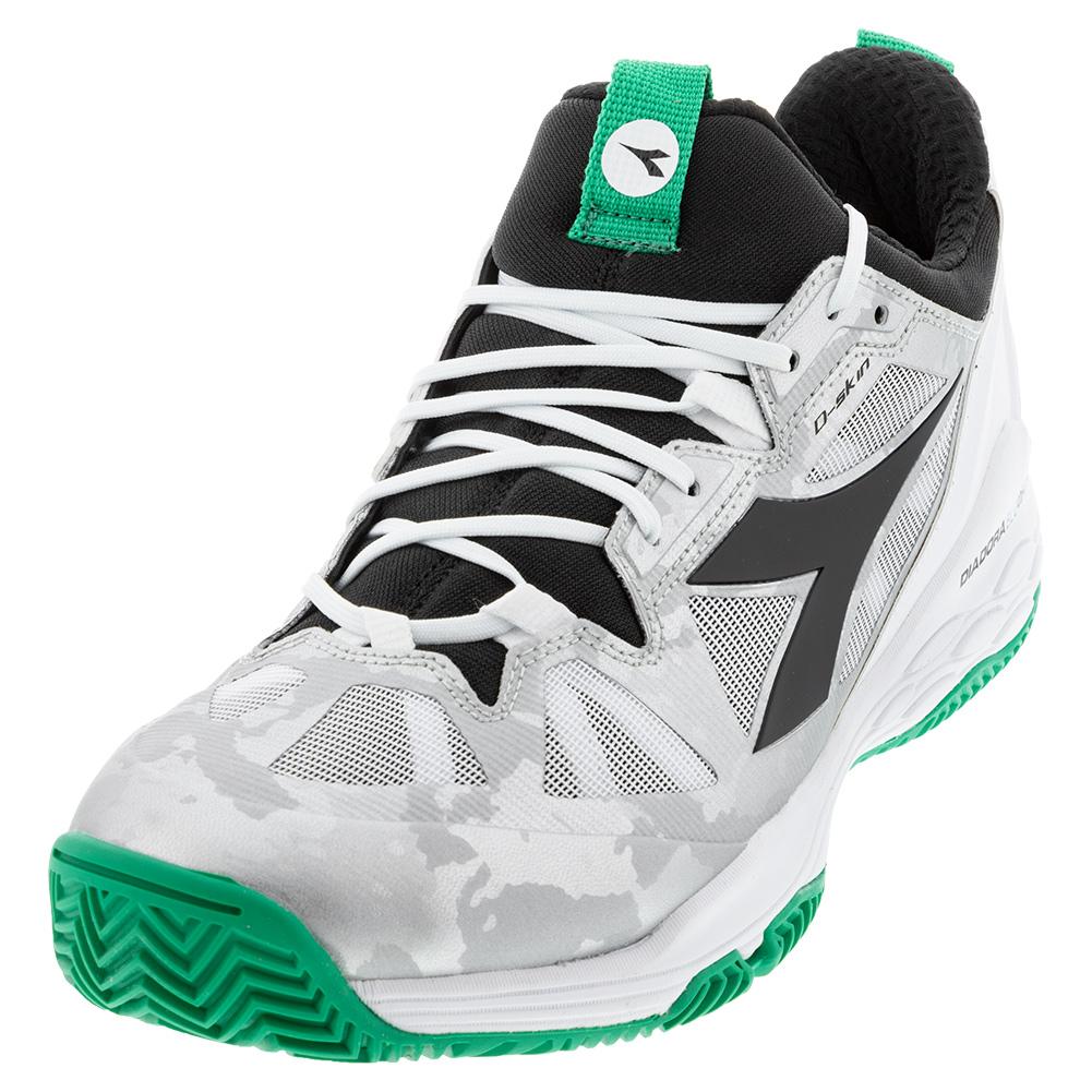 Diadora Men`s Speed Blushield Fly 2 Clay Tennis Shoes White and Holly Green  | Tennis Express | 175585-C8747