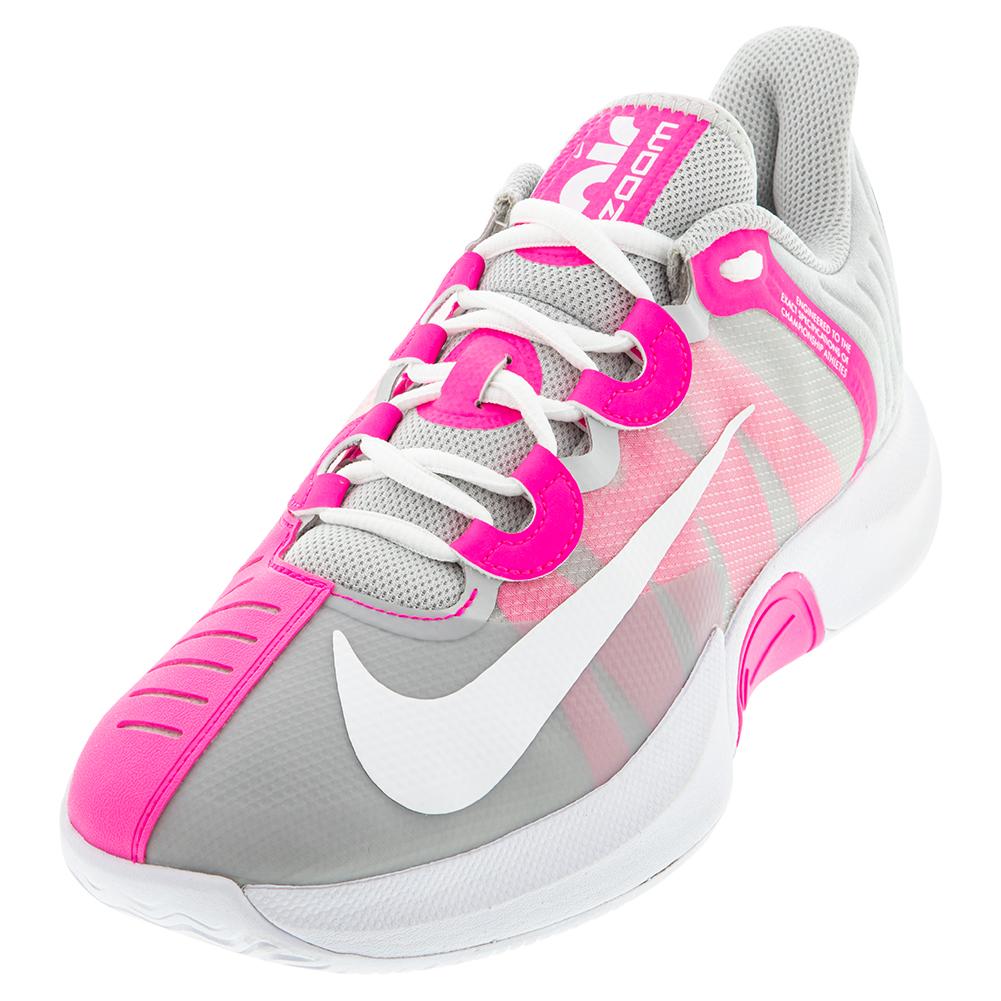 Nike Women`s Court Air Zoom GP Turbo Tennis Shoes Grey Fog and Pink Blast |  Tennis Express | CK7580-001