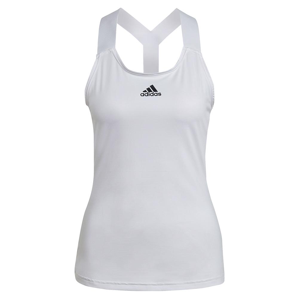 Adidas Women's Aeroready Y-Back Tennis Tank in White and Black