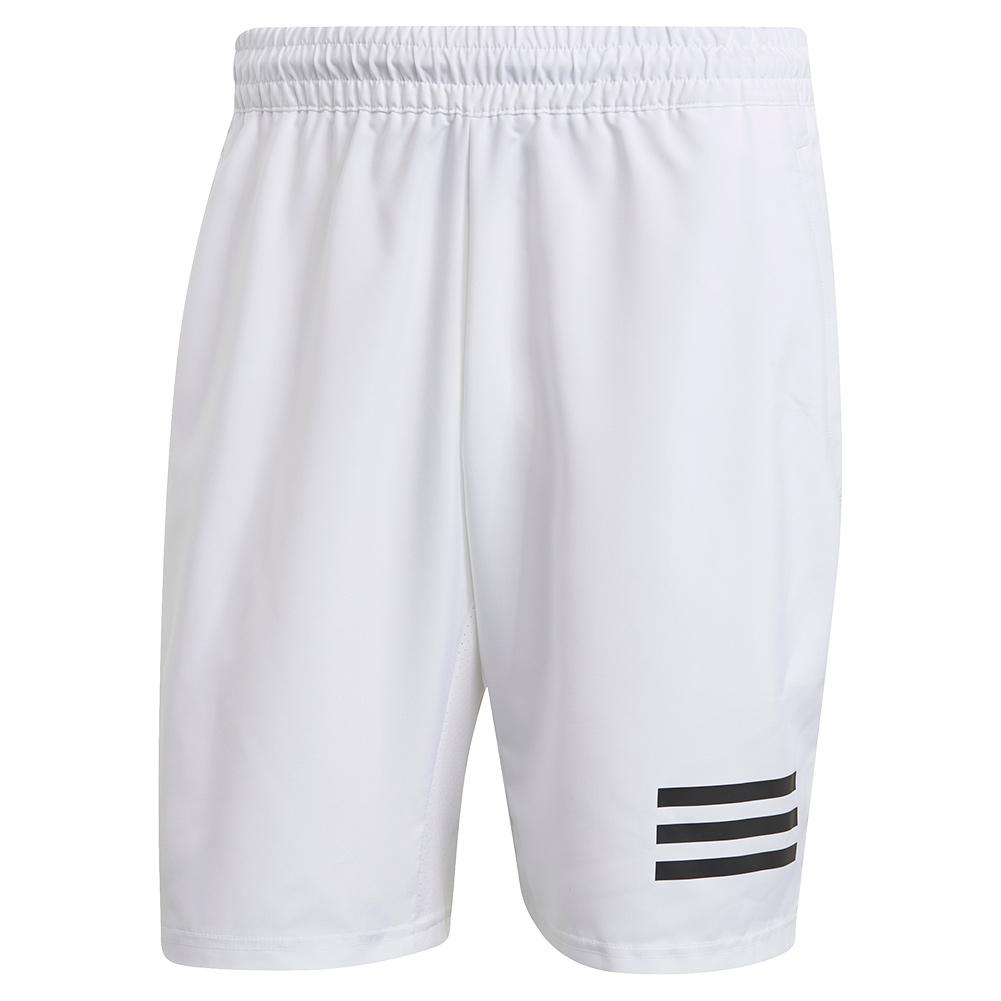 adidas Men's 9" Tennis Short 3-Strip White & Black