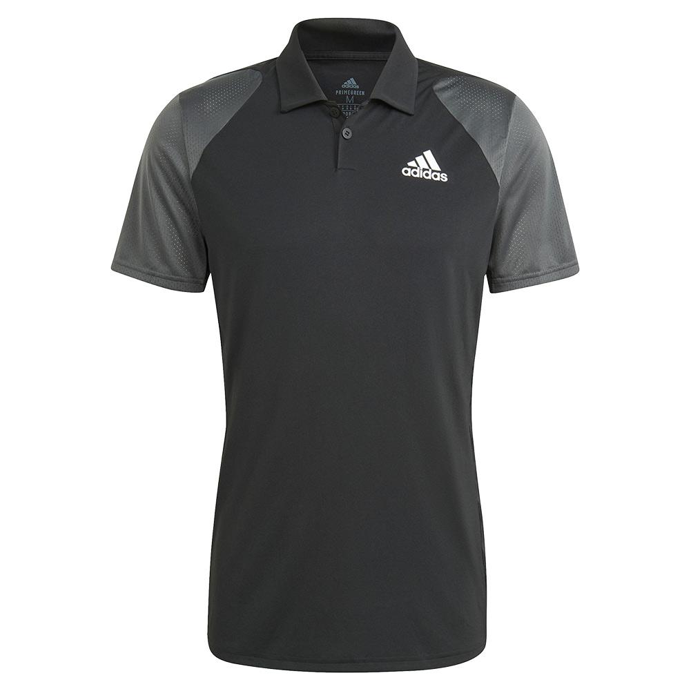 adidas Men`s Club Tennis Polo Shirt Black & Grey Six | Tennis Express