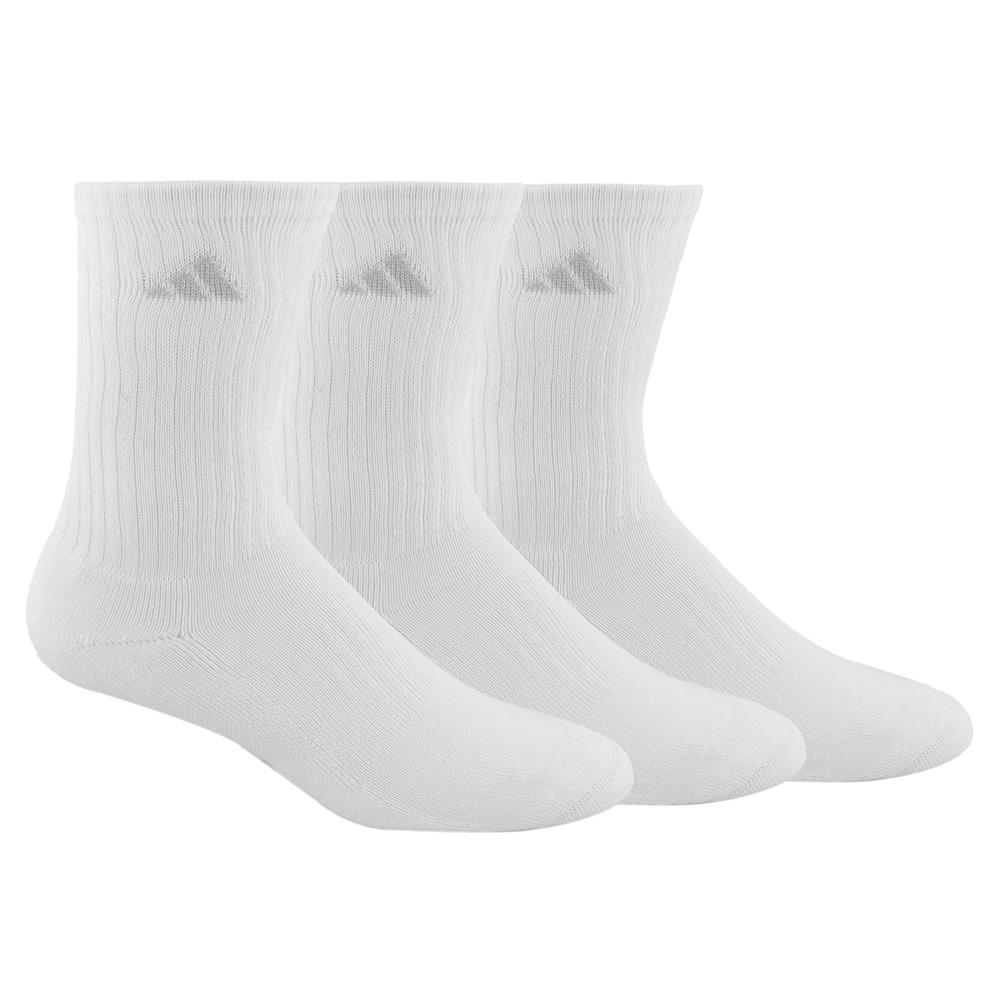 Adidas Women's Cushioned II Crew Socks 3-Pack in White and Clear Onix |  Tennis Express