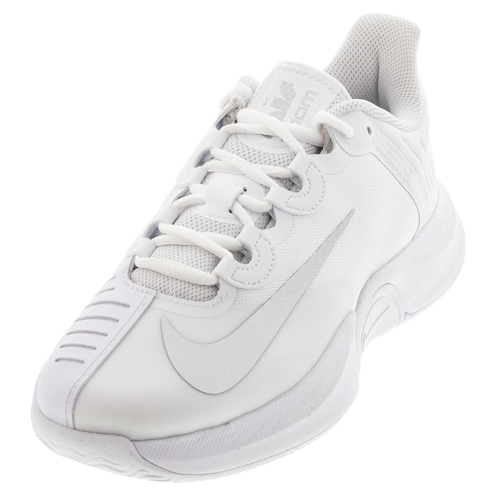 Nike Tennis Shoes Women`s Air Zoom GP Turbo White & Metallic Silver