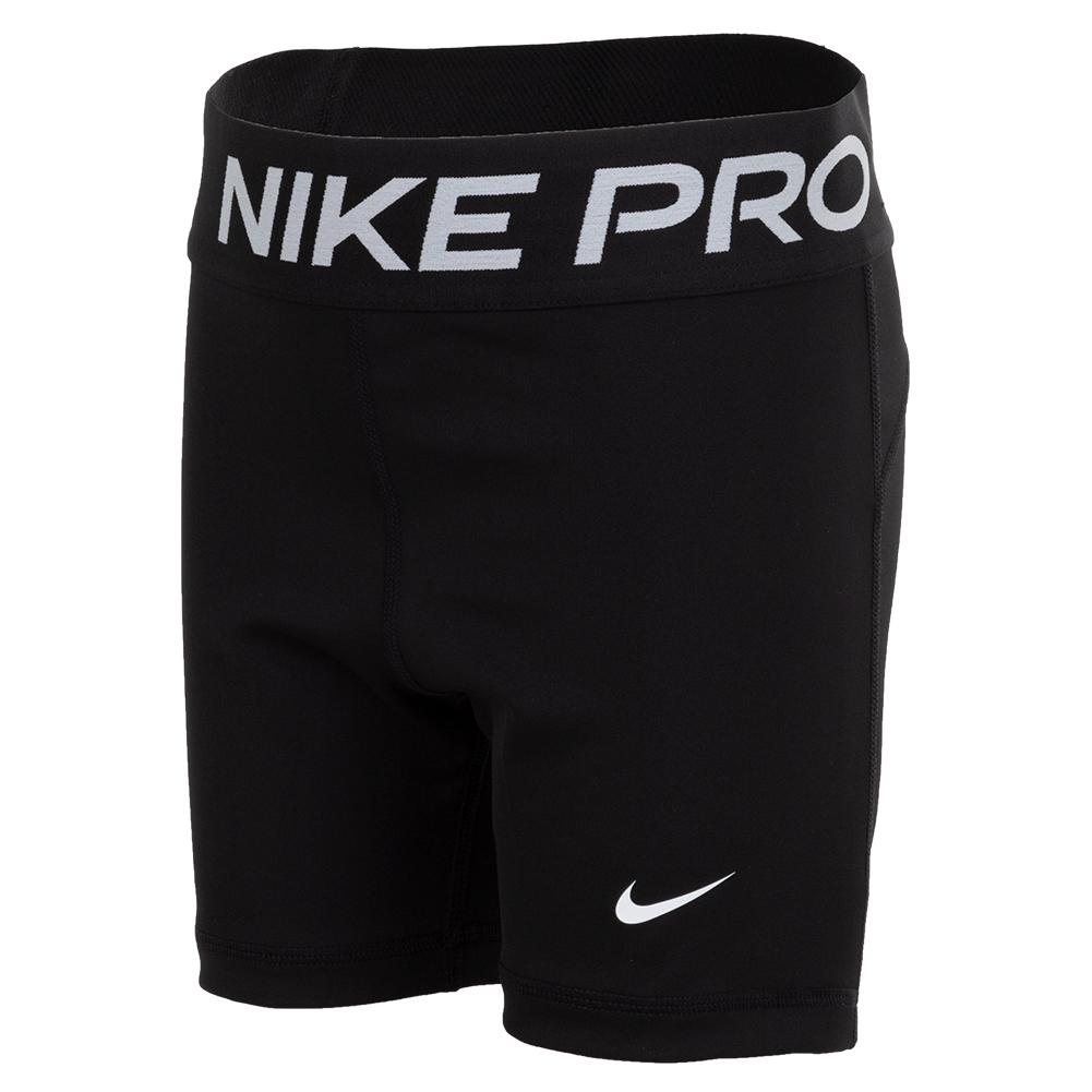 Nike Girls' Pro Training Shorts in Black and White | Tennis Express