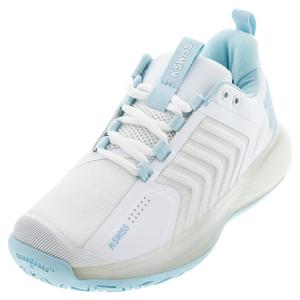 Women`s Ultrashot 3 Tennis Shoes White and Blue Glow