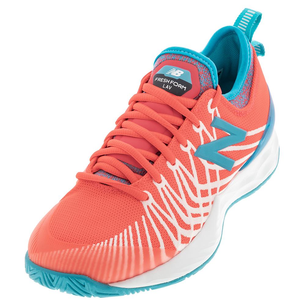 New Balance Women`s Fresh Foam LAV B Width Tennis Shoes Vivid Coral &  Virtual Sky