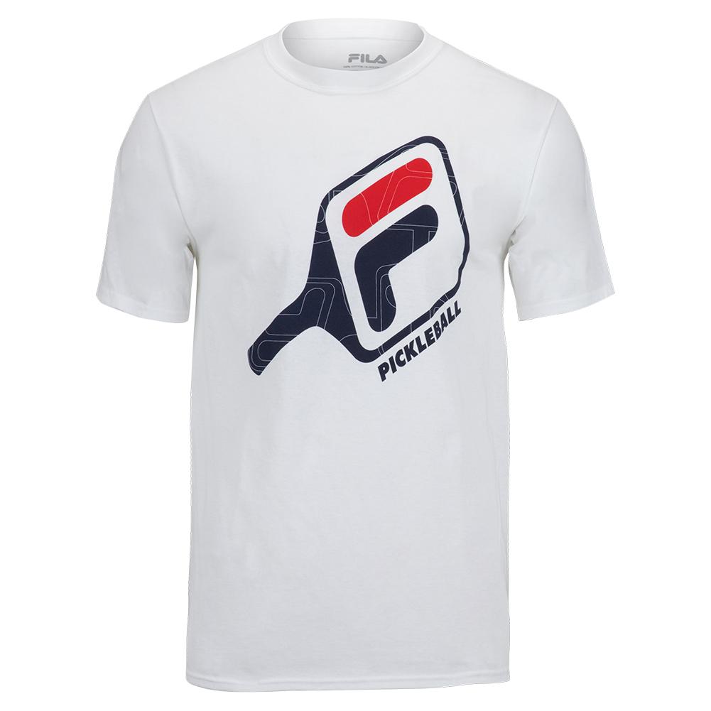 FILA Men`s Tee | White with Pickleball Paddle Graphic Logo | Tennis Express