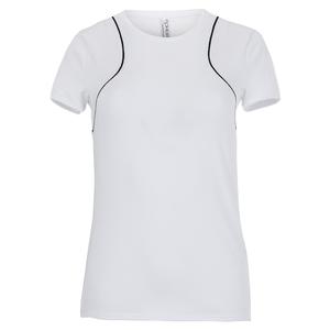 Women`s Zone Crew Neck Tennis Top White and Black