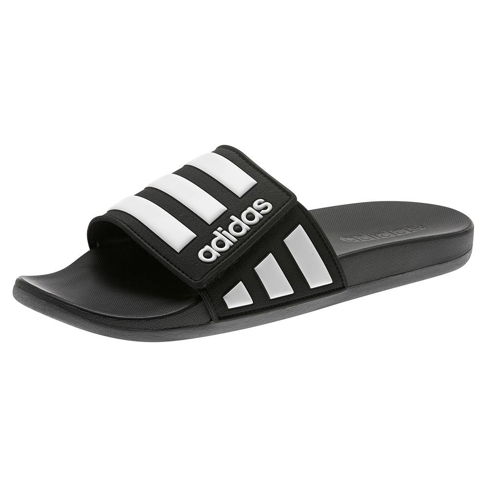 adidas Men`s Adilette Comfort Adjustable Slides Core Black and White