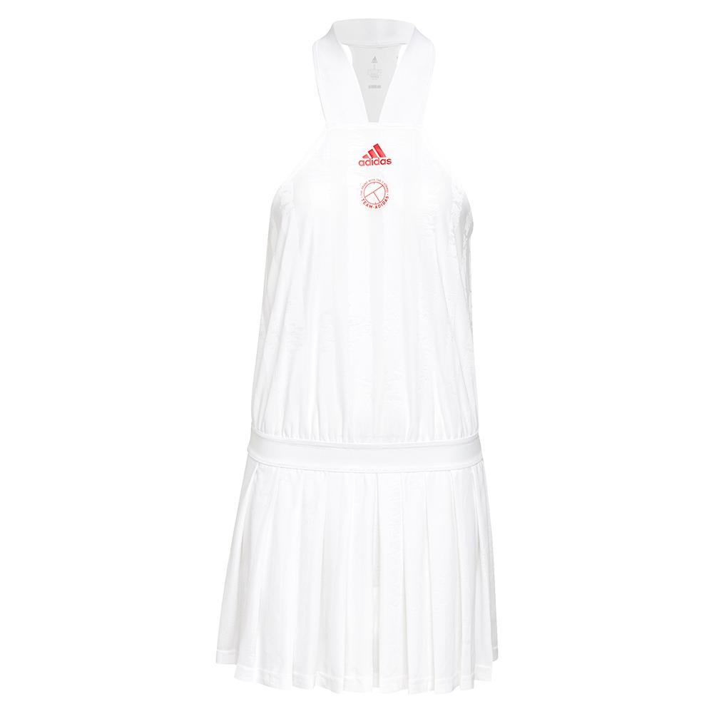Adidas Women's All-In-One Tennis Dress in White and Scarlet