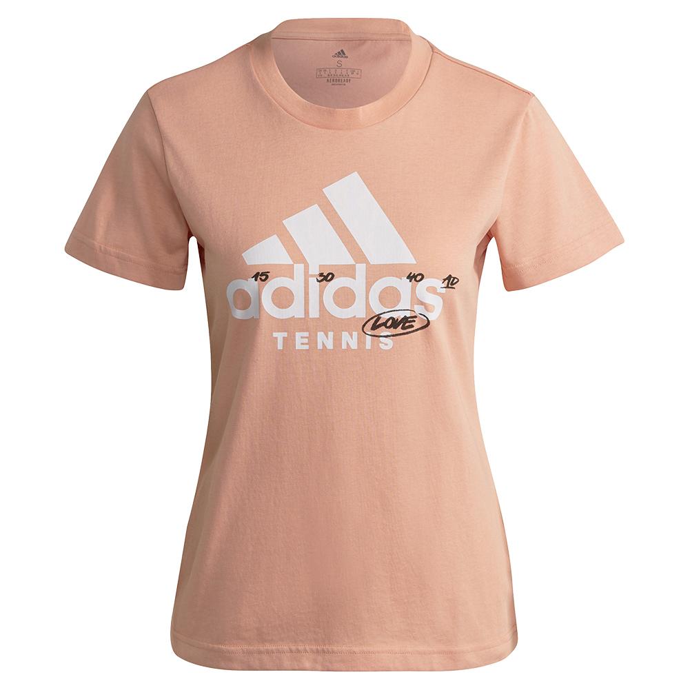 Adidas Women`s Graphic Logo Tennis T-Shirt in Ambient Blush