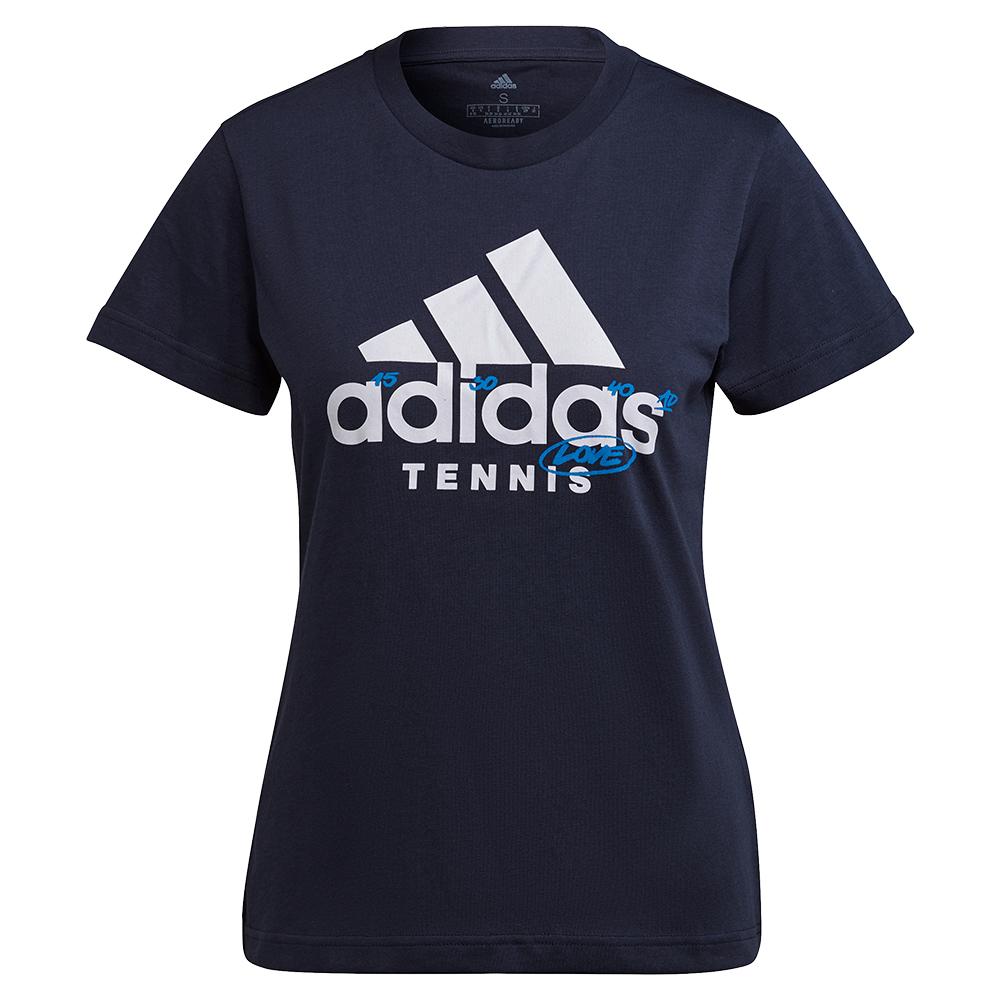 Adidas Women`s Graphic Logo Tennis T-Shirt in Legend Ink
