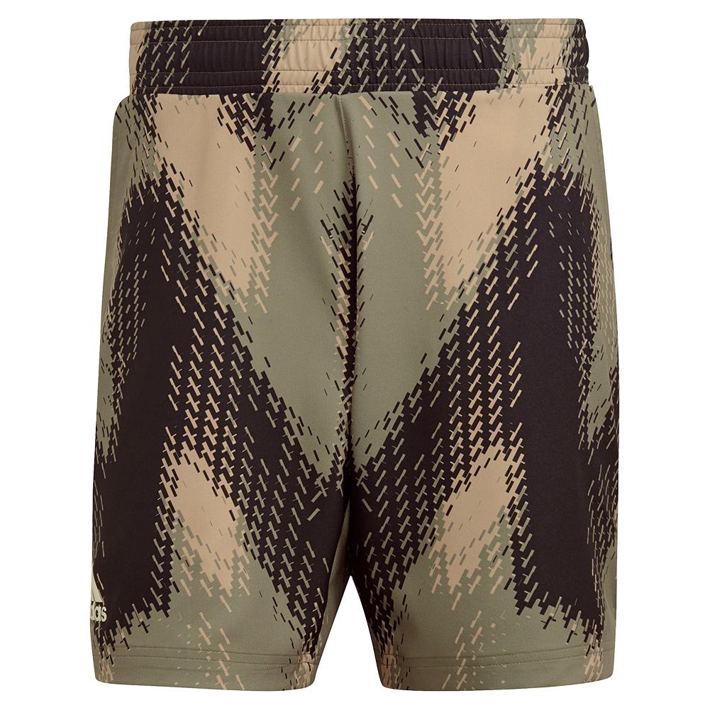 Adidas Men`s Primeblue Printed 7 Inch Tennis Short Orbit Green