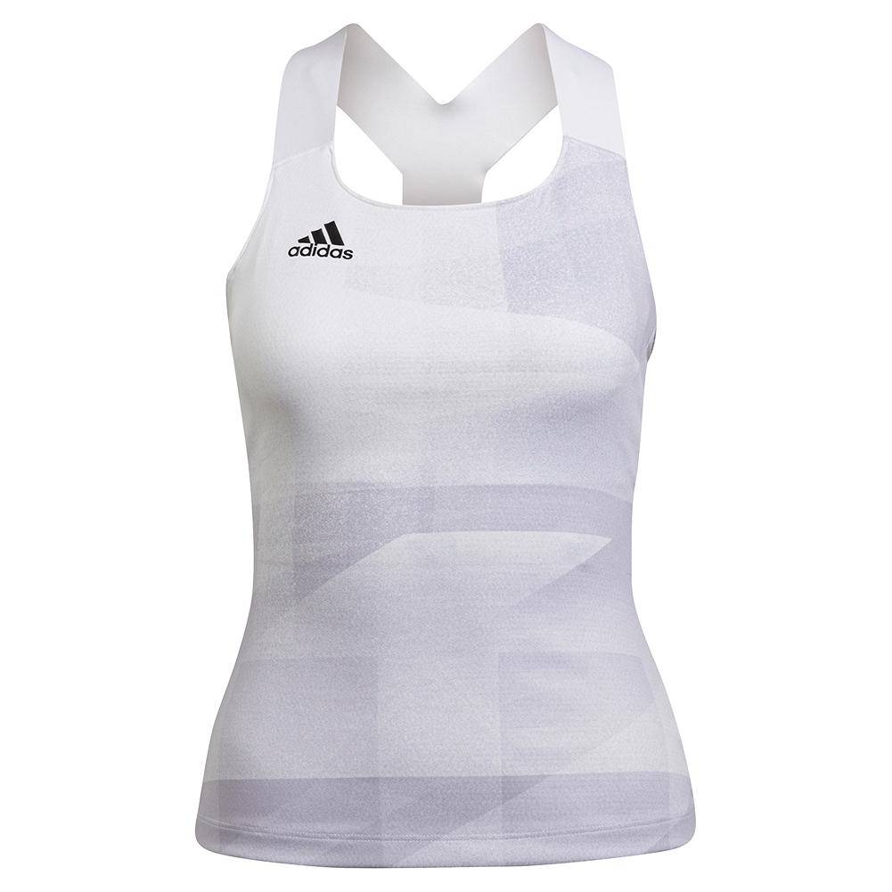 adidas Women's Primeblue Heat.Rdy Tokyo Y-Back Tennis Tank Top in White and  Dash Grey