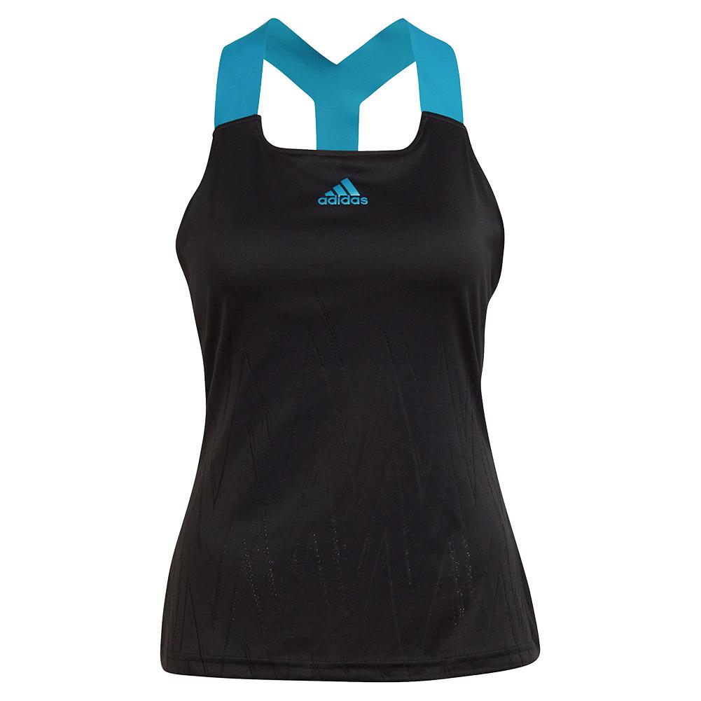 Adidas Women`s Primeblue Aeroknit Y-Back Tennis Tank in Black
