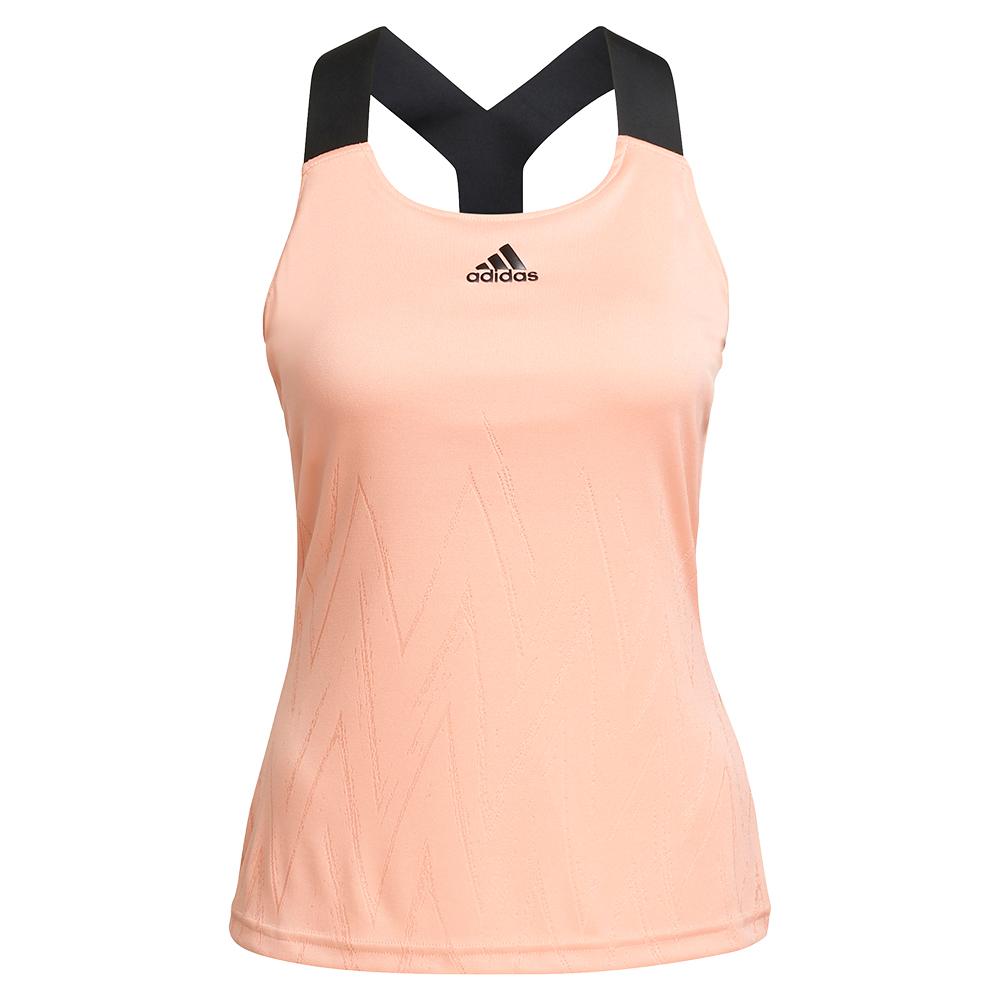 Adidas Women`s Primeblue Aeroknit Y-Back Tennis Tank in Ambient Blush