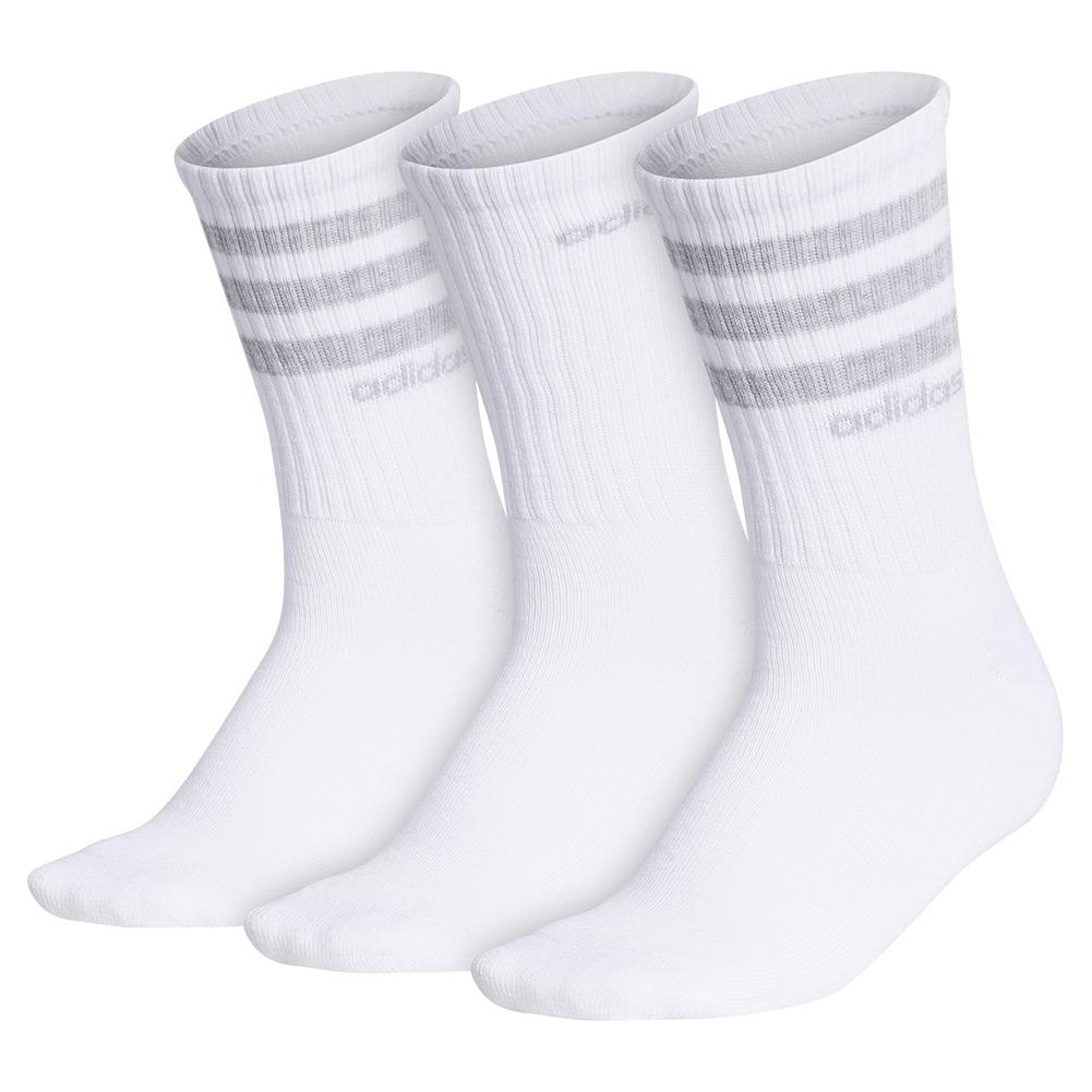 adidas Women`s 3-Stripe 2 Crew Socks 3-Pack White and Cool Light Heather
