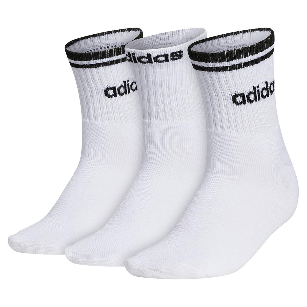 adidas Womens Stripe High Quarter Socks White and Black