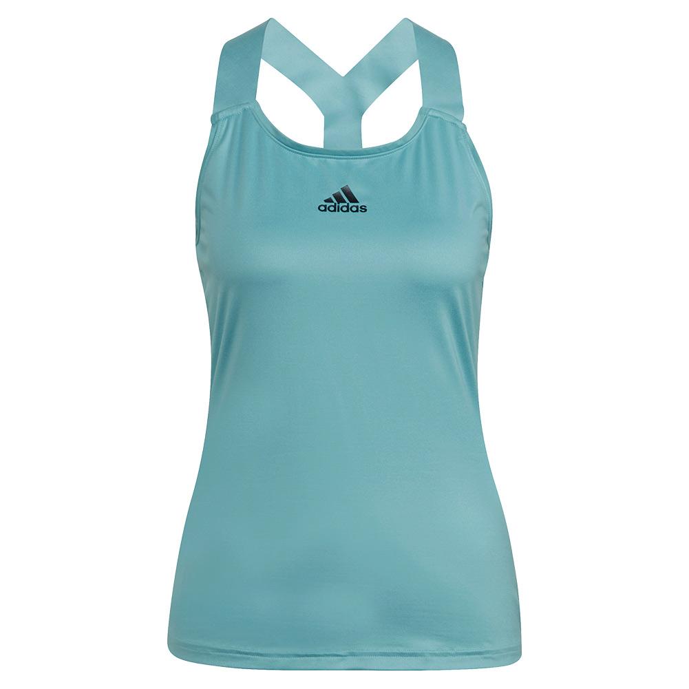 adidas Women`s Aeroready Y-Back Tennis Tank Mint Tone and Black