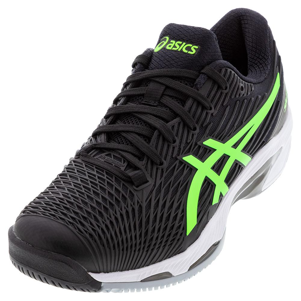 Asics Men`s Solution Speed FF 2 Tennis Shoes Black and Green Gecko