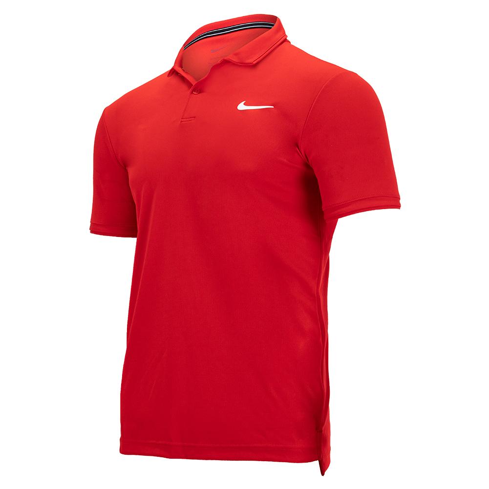 Nike Men`s Court Dri-FIT Victory Tennis Polo University Red and White
