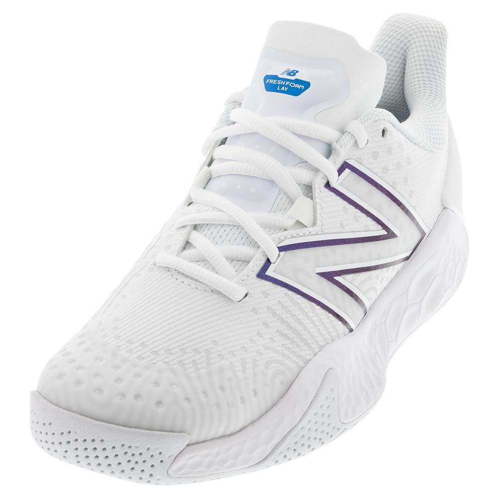 New Balance Women`s Fresh Foam Lav V2 B Width Tennis Shoes White and Laser  Blue