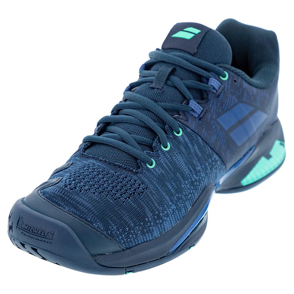 Babolat Men`s Propulse Blast All Court Tennis Shoes Dark Blue Viridian |  Tennis Express