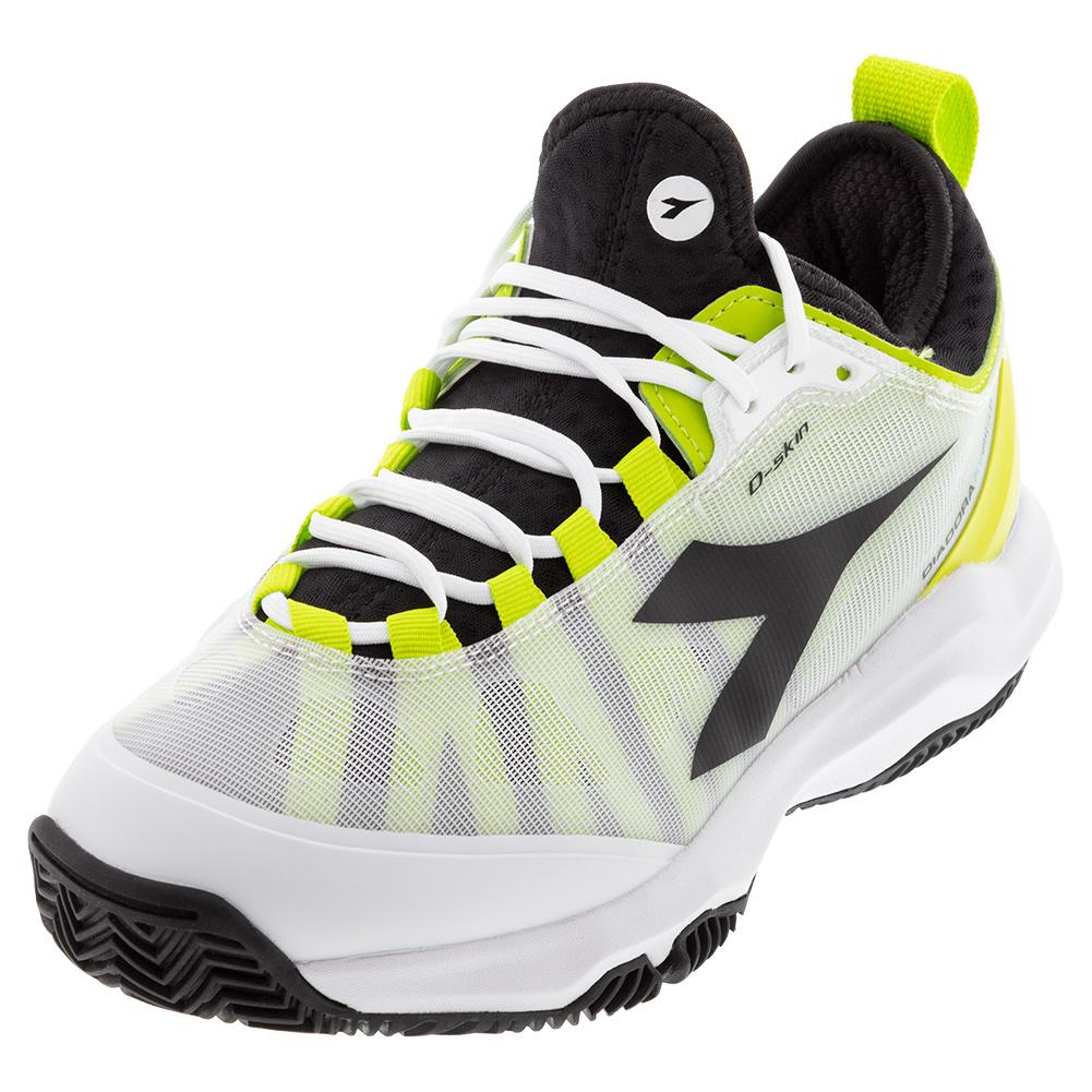 Diadora Men`s Speed Blushield Fly 3 Plus Clay Tennis Shoes White and Lime  Green | Tennis Express