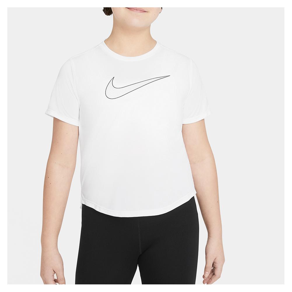 Nike Girls` Dri-FIT One Short-Sleeve Training Top White and Black