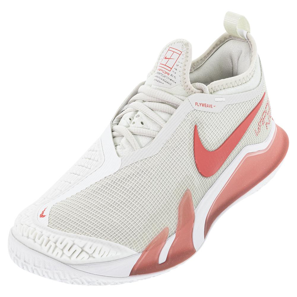 Nike Women`s React Vapor NXT Tennis Shoes Light Bone and Lobster