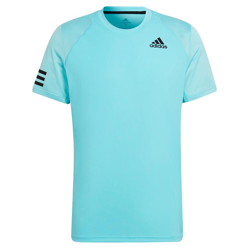 Adidas Men`s Club 3-Stripe Tennis T-Shirt Pulse Aqua and Black