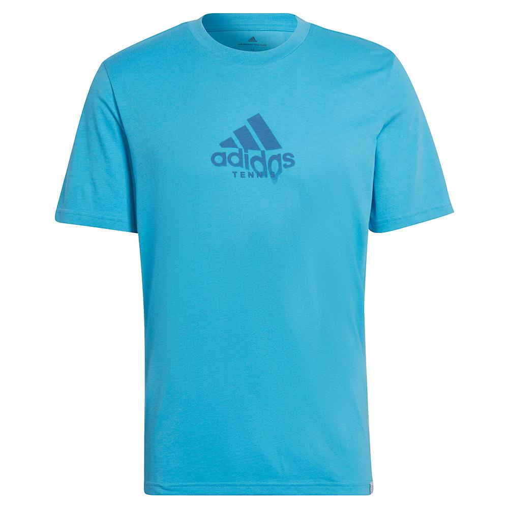 Adidas Men`s Game Sweat Match Graphic Tennis T-Shirt App Sky Rush