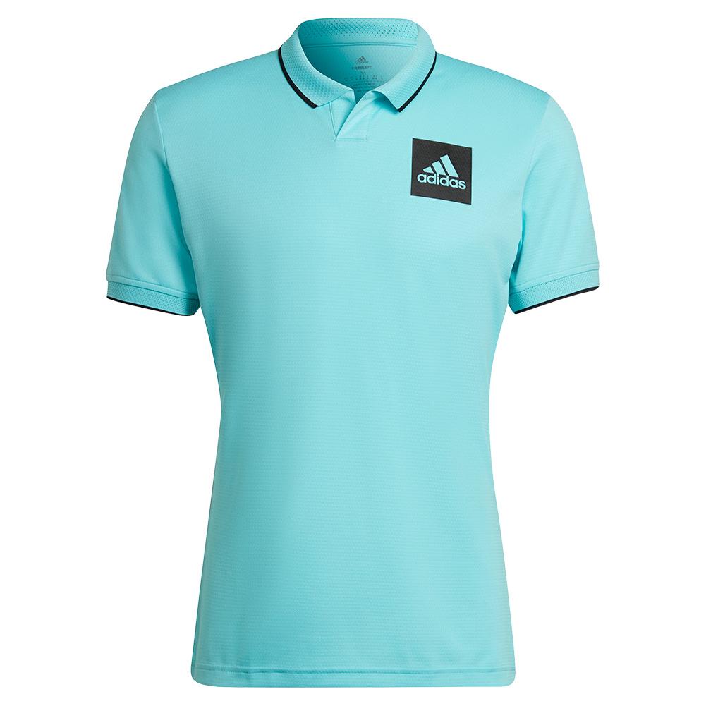 Adidas Men`s Paris Freelift Tennis Polo Shirt Pulse Aqua and Black