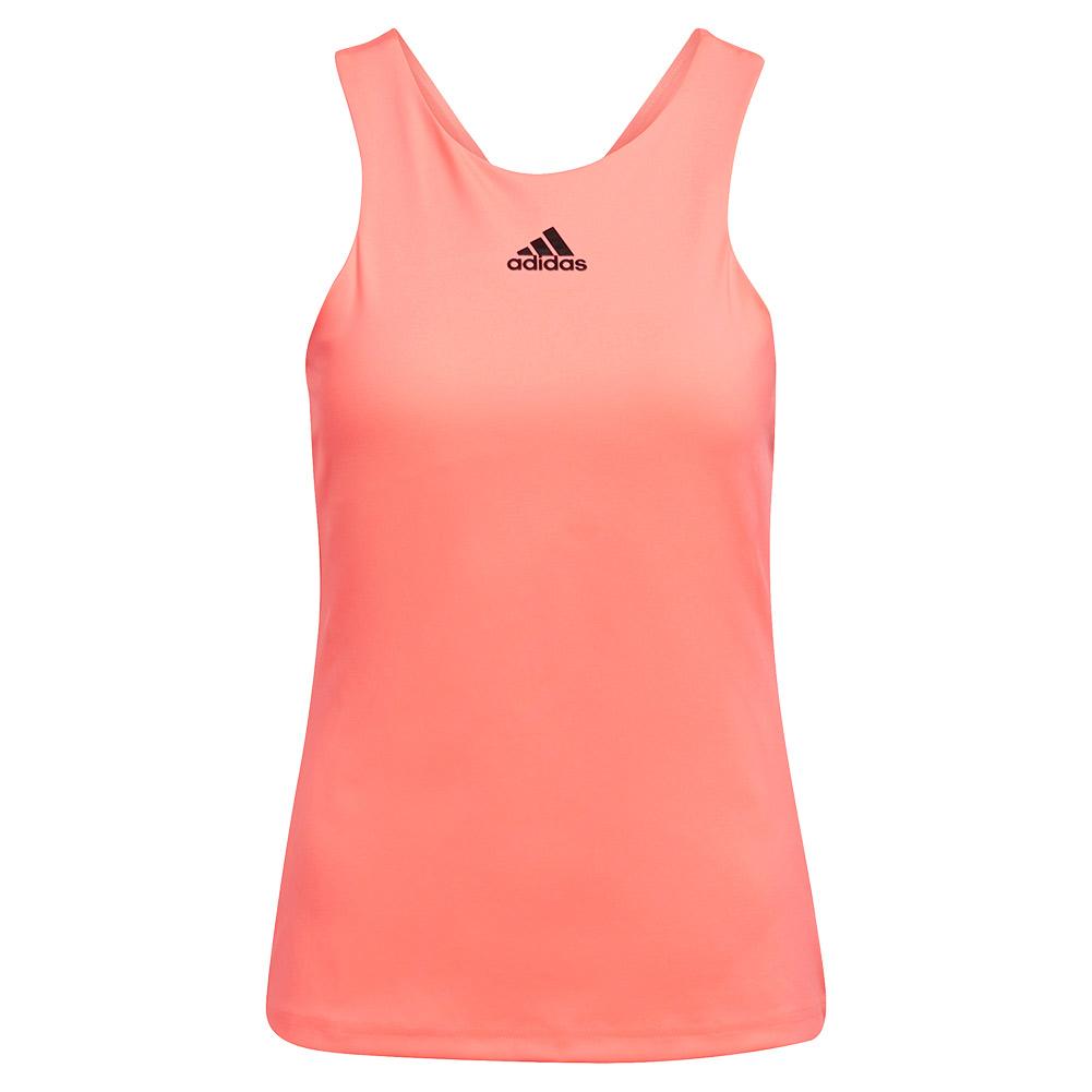 adidas Women`s Aeroready Y-Back Tennis Tank in Acid Red