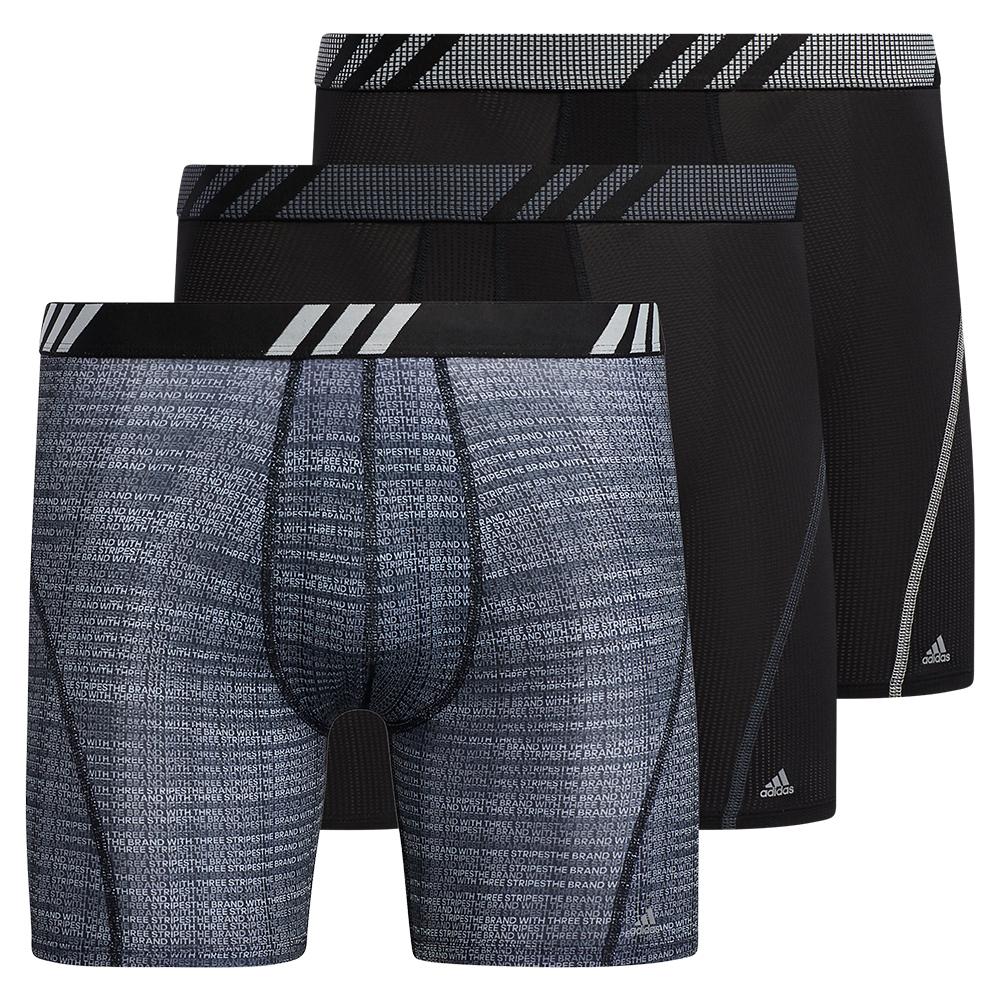 Adidas Men`s Sport Performance Mesh Graphic Boxer Brief 3-Pack Illum Black  and Onix