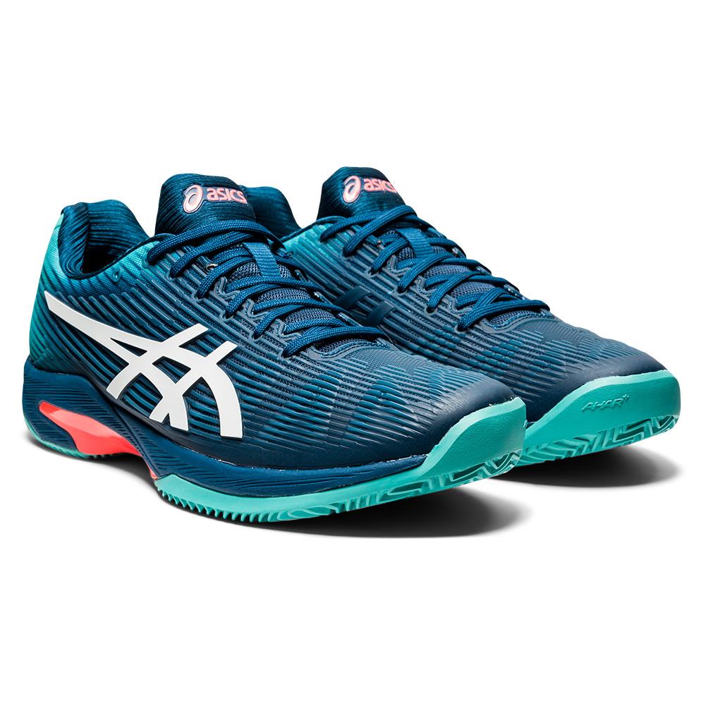 ASICS Men`s Solution Speed FF Clay Tennis Shoes Mako Blue and White |  Tennis Express | 1041A004-407