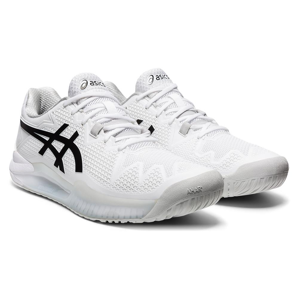 ASICS Men`s GEL-Resolution 8 Tennis Shoes White and Black | Tennis Express  | 1041A079-101