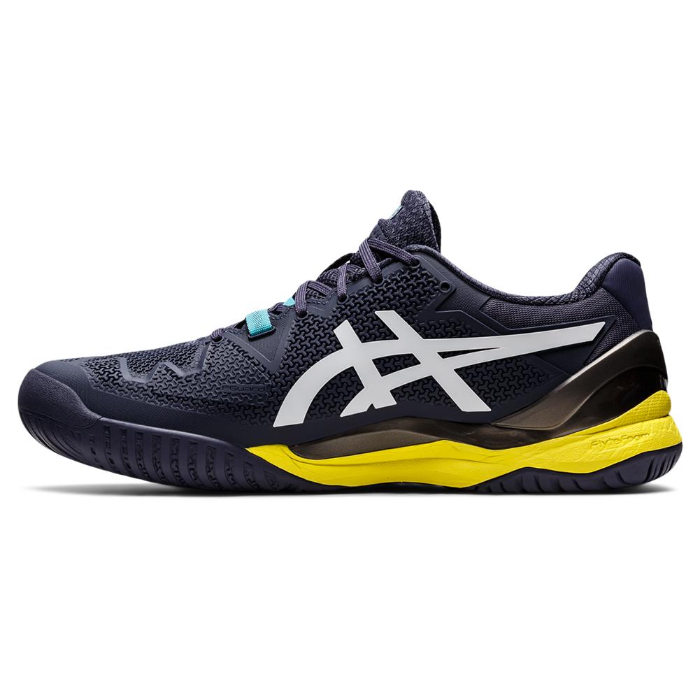 ASICS Men`s GEL-Resolution 8 Tennis Shoes Indigo Fog and White