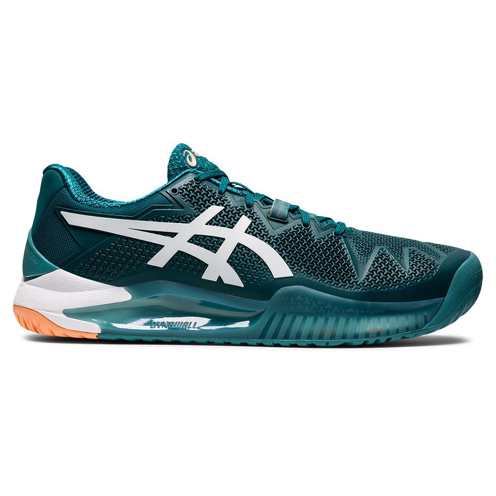 ASICS Men`s GEL-Resolution 8 Tennis Shoes Velvet Pine and White