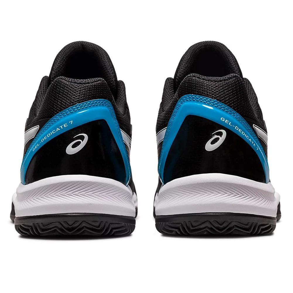 ASICS Men`s GEL-Dedicate 7 Clay Tennis Shoes Black and Island Blue