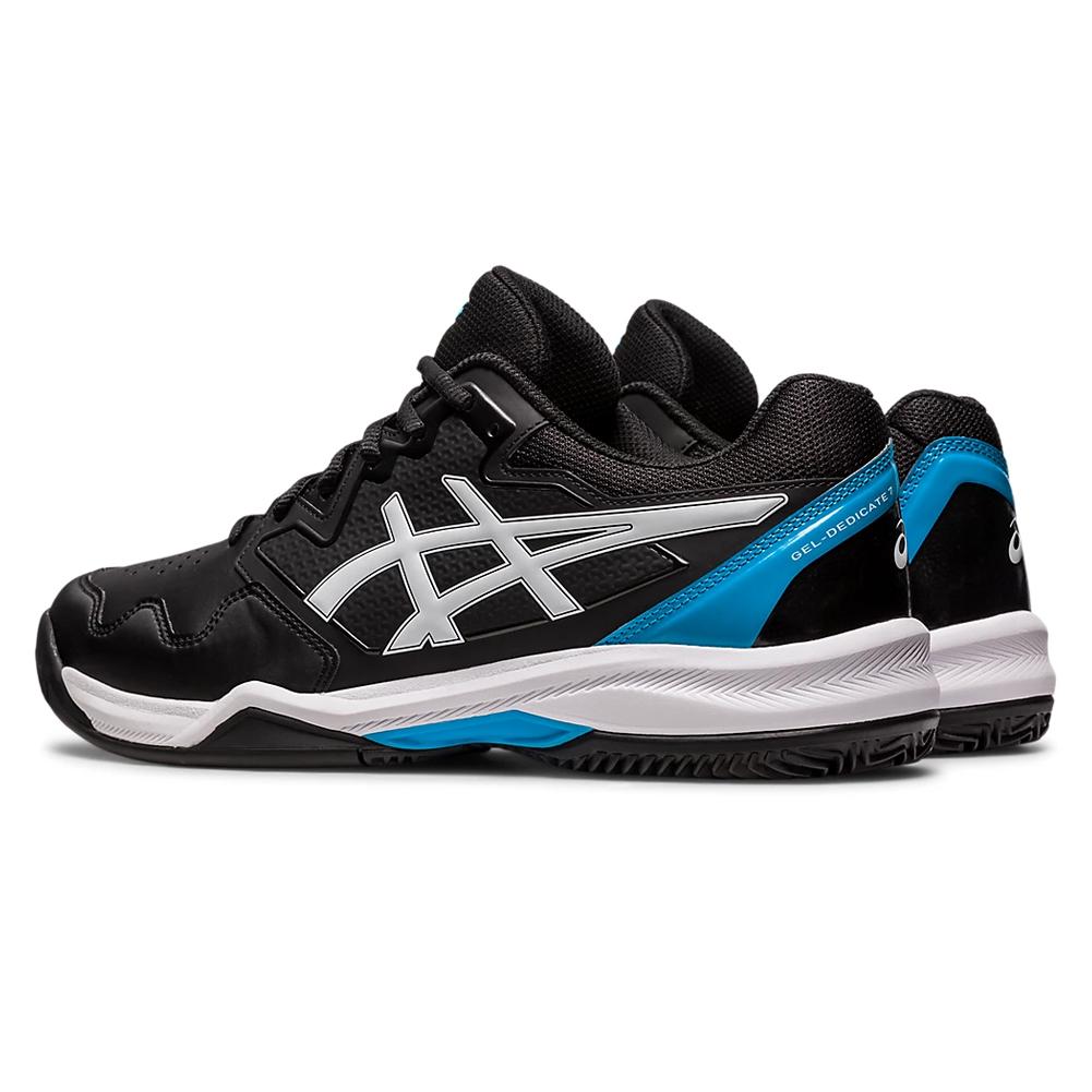 ASICS Men`s GEL-Dedicate 7 Clay Tennis Shoes Black and Island Blue