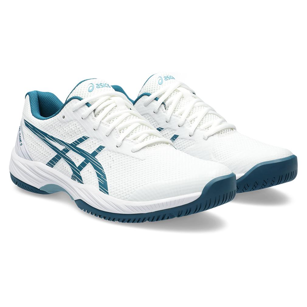 ASICS Men`s Gel-Game 9 Tennis Shoes White and Restful Teal