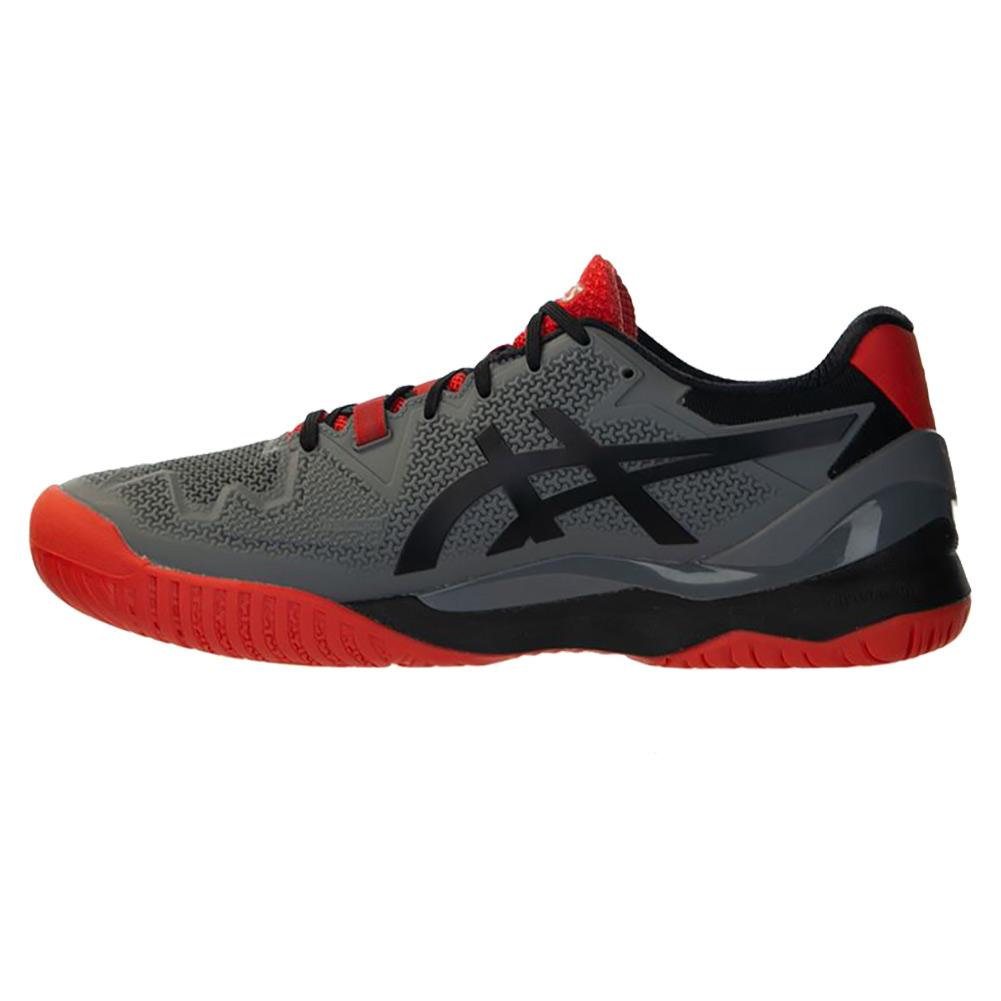 Asics Men`s GEL Resolution 8 LE Tennis Shoes Grey and Red