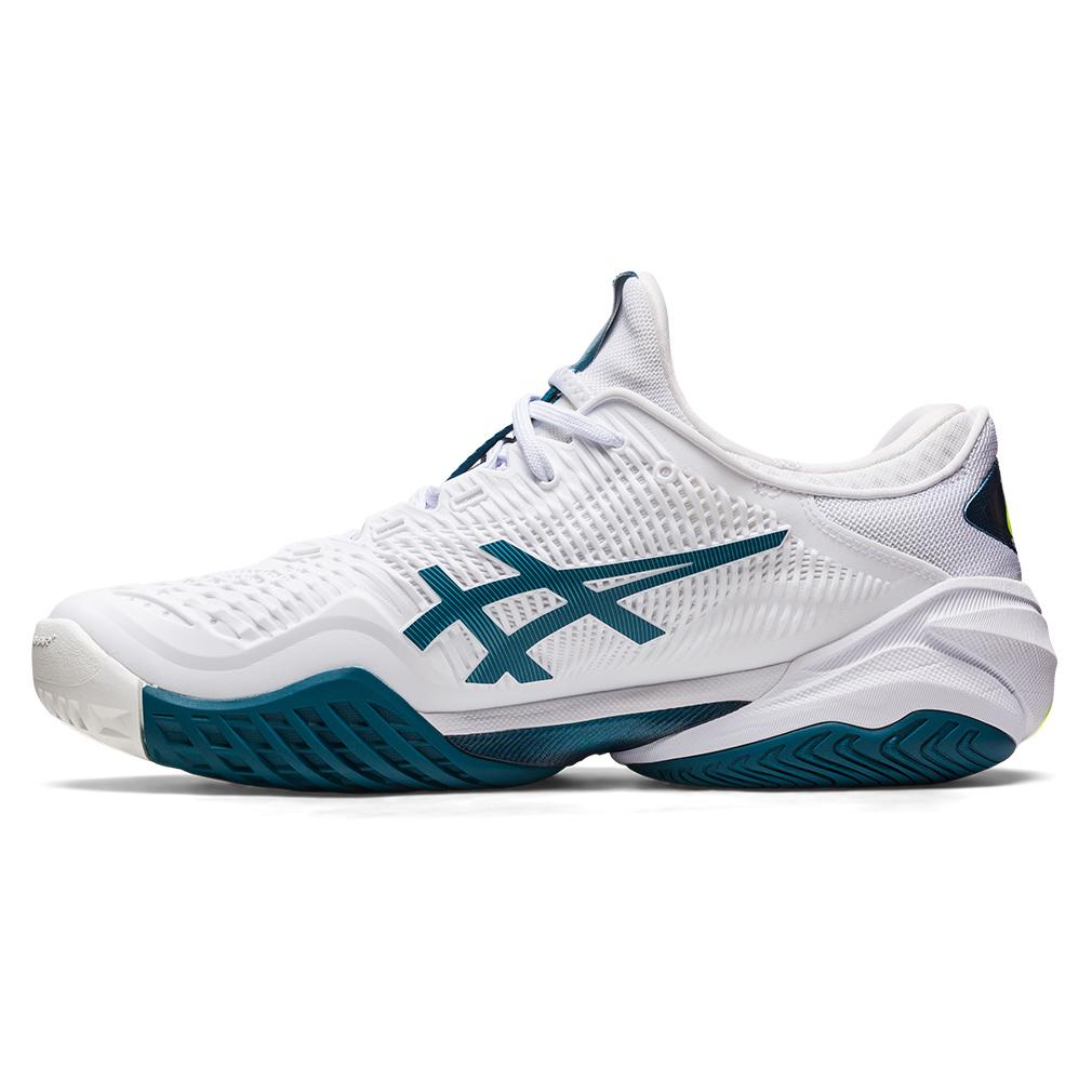 ASICS Men`s Court FF 3 Tennis Shoes White and Gris Blue