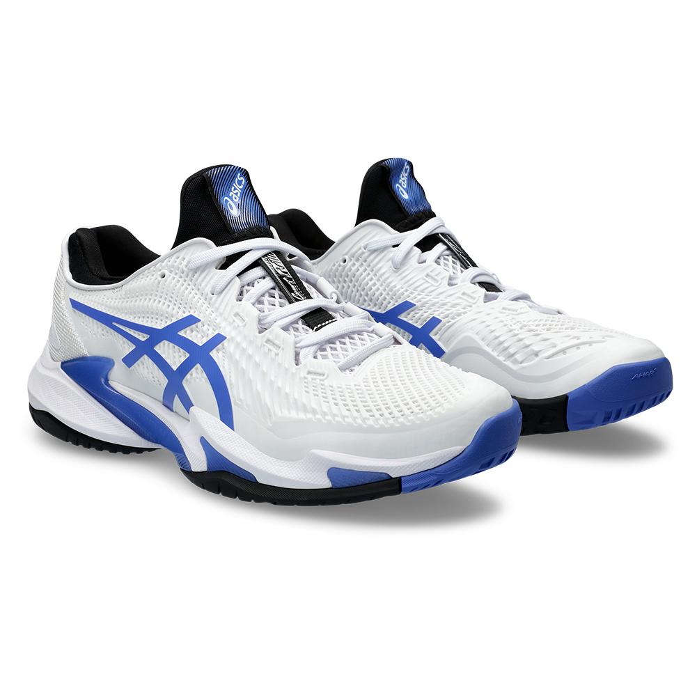 ASICS Men`s Court FF 3 Tennis Shoes White and Sapphire