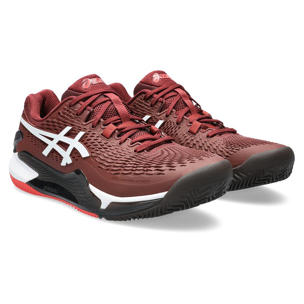 ASICS Men`s Gel-Resolution 9 Clay Tennis Shoe Antique Red and White