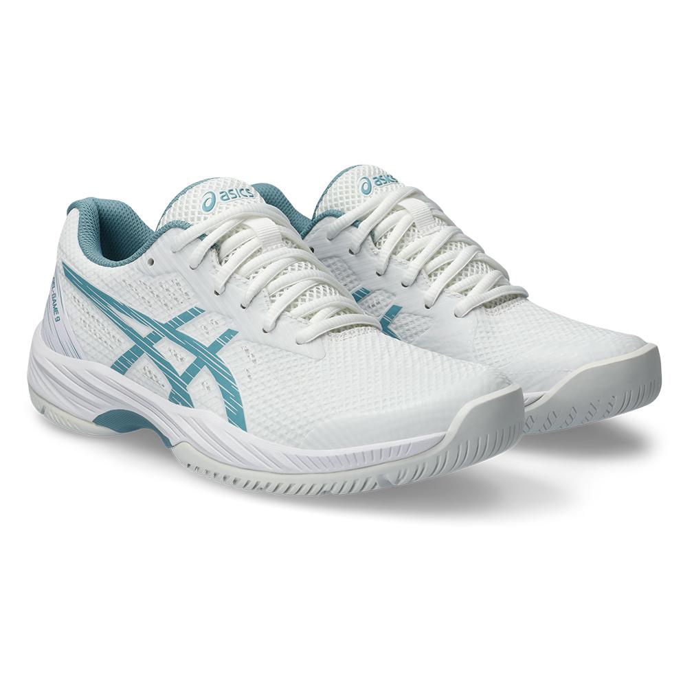 ASICS Women`s Gel-Game 9 Tennis Shoes White and Gris Blue